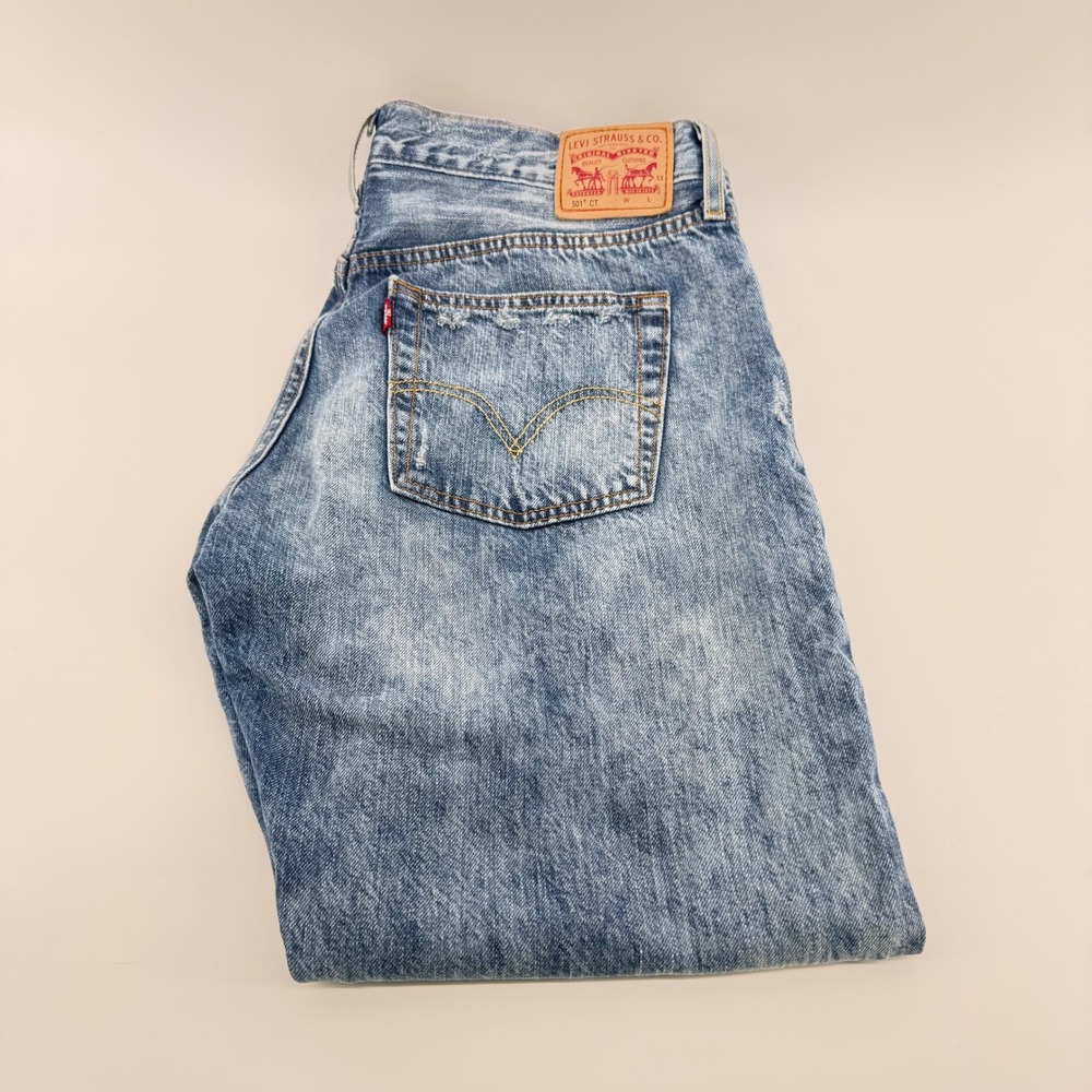 Levis 501 CT Custom Tapered Distressed Light Wash Jeans W30 17804-0009